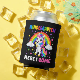 Kindergarten Here I Come Unicorn Back to School Can Cooler