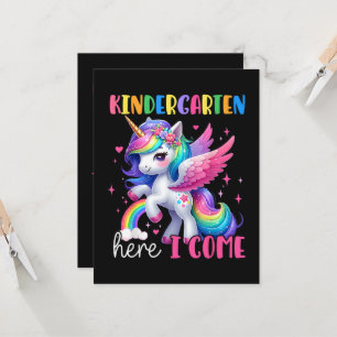 Kindergarten Here I Come Unicorn Back to School Invitation