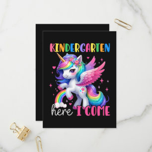 Kindergarten Here I Come Unicorn Back to School Invitation Postcard