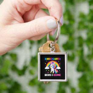 Kindergarten Here I Come Unicorn Back to School Key Ring