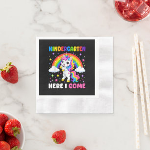 Kindergarten Here I Come Unicorn Back to School Napkin