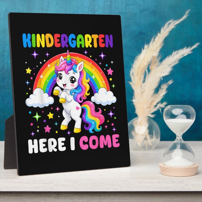  Kindergarten Here I Come Unicorn Back to School Plaque (Side)