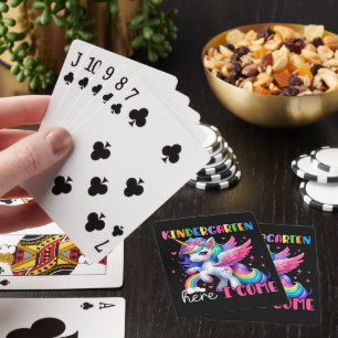 Kindergarten Here I Come Unicorn Back to School Playing Cards