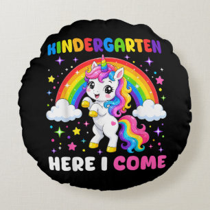 Kindergarten Here I Come Unicorn Back to School Round Cushion