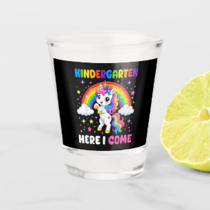 Kindergarten Here I Come Unicorn Back to School Shot Glass