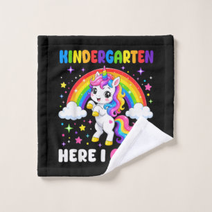 Kindergarten Here I Come Unicorn Back to School Wash Cloth