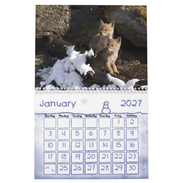 Kindergarten in Yellowstone Calendar (Jan 2027)