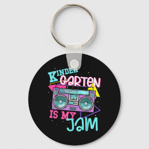 Kindergarten Is My Jam Cute Teacher Shirt 80s 90s Key Ring