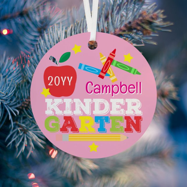 Kindergarten Keepsake Cute Pink Girls Photo Metal Tree Decoration (Creator Uploaded)