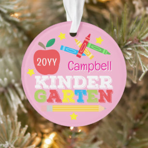 Kindergarten Keepsake Cute Pink Girls Photo Ornament