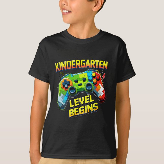 Kindergarten Level Begins Pixel Gamer School Tee 2 (Front)