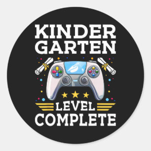 Kindergarten Level Complete Gamer Kids Cl Of 2025  Classic Round Sticker
