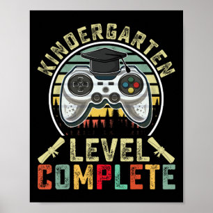 Kindergarten Level Complete Gamer School Graduatio Poster