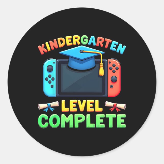 Kindergarten Level Complete Graduation Cl 2025 Boy Classic Round Sticker (Front)