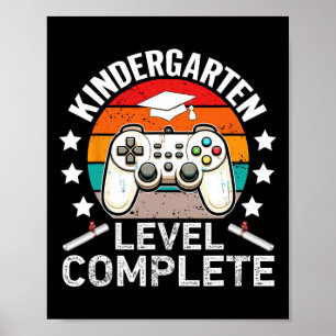 Kindergarten Level Complete Graduation Gamer Gradu Poster