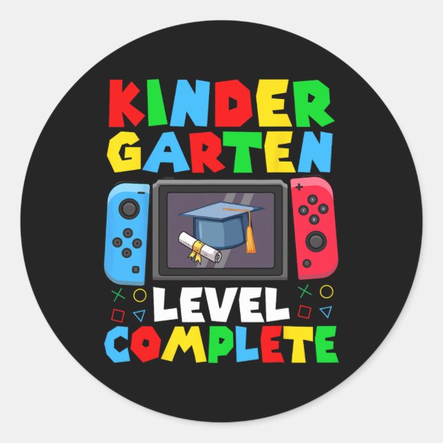 Kindergarten Level Complete Last Day Of School Gra Classic Round Sticker (Front)