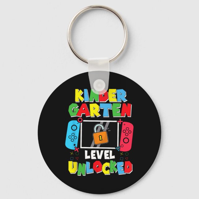 Kindergarten Level Unlocked Back To School First D Key Ring (Front)