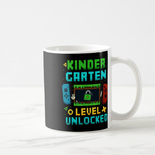 Kindergarten Level Unlocked Ck To School Pixel Art Coffee Mug (Right)