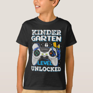 Kindergarten Level Unlocked Funny Gamer Boys Back T-Shirt