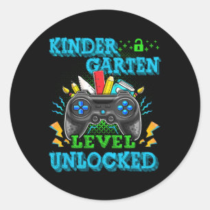 Kindergarten Level Unlocked Video Game Back to Sch Classic Round Sticker