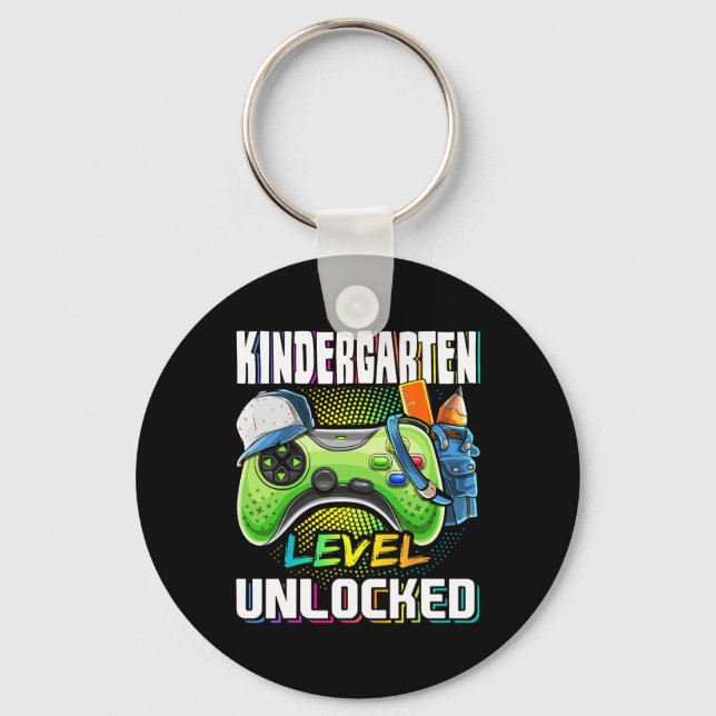 Kindergarten Level Unlocked Video Game Back to Sch Key Ring (Front)