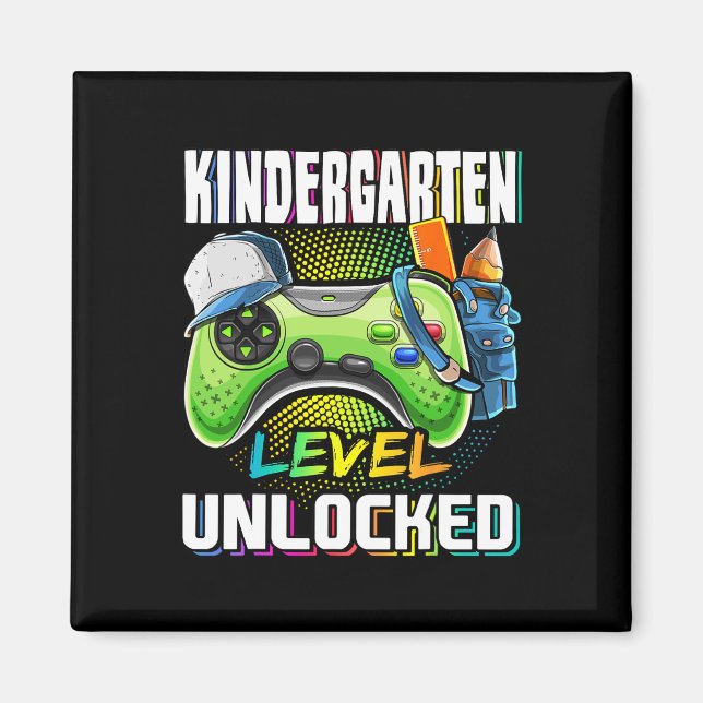 Kindergarten Level Unlocked Video Game Back to Sch Magnet (Front)