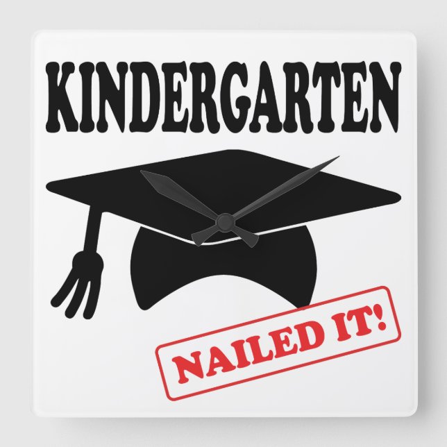 Kindergarten Nailed It Square Wall Clock (Front)