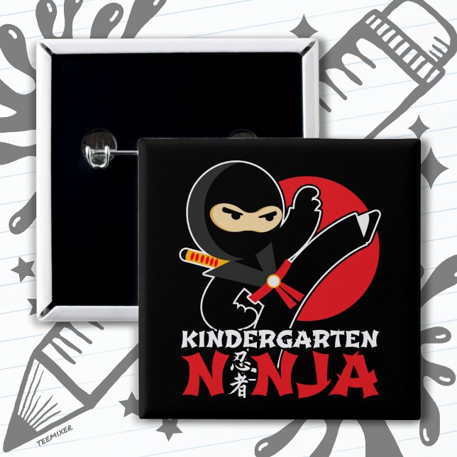 Kindergarten Ninja Kick First Day Back To School 15 Cm Square Badge (Creator Uploaded)