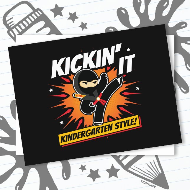 Kindergarten Ninja Kick First Day Back To School Postcard (Creator Uploaded)
