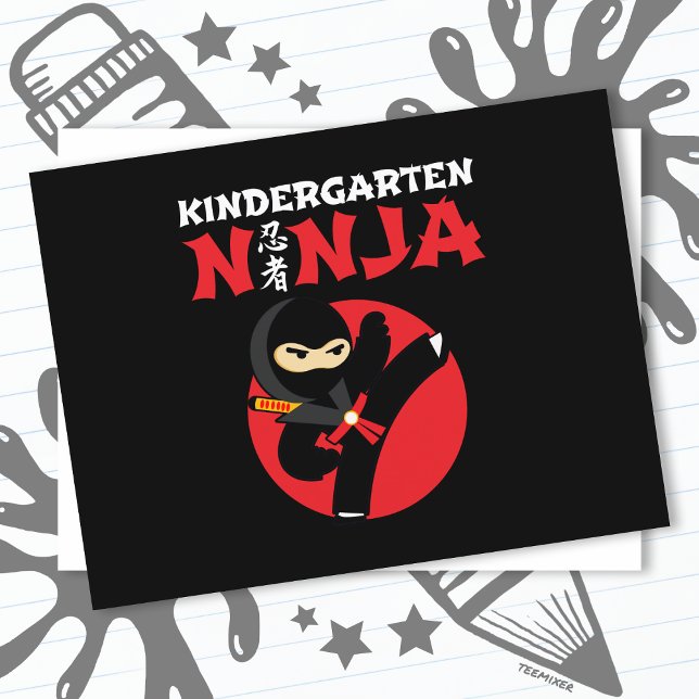 Kindergarten Ninja Kick First Day Back To School Postcard (Creator Uploaded)