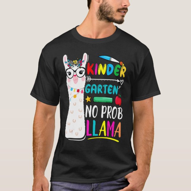 Kindergarten No Prob Llama Teacher Back To School  T-Shirt (Front)