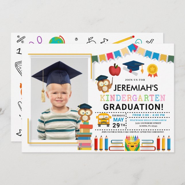 Kindergarten Photo Graduation Invitation (Front/Back)