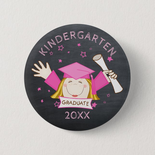 Kindergarten Pre-School Custom Girl Graduate 6 Cm Round Badge (Front)
