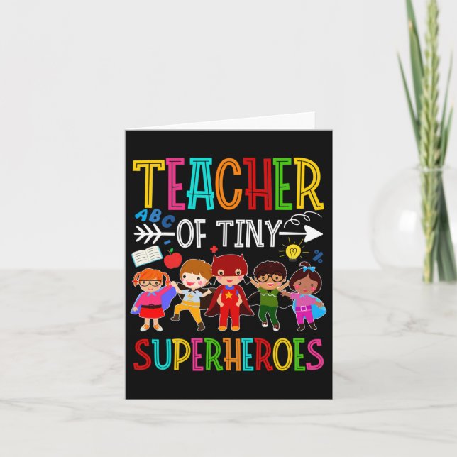 Kindergarten Prek Teacher Of Tiny Superheroes Ck T Card (Front)