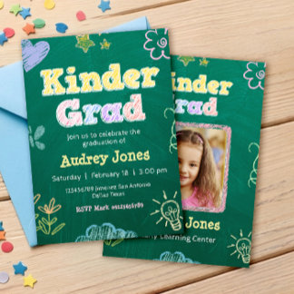 Kindergarten Preschool Graduation with Photo Invitation