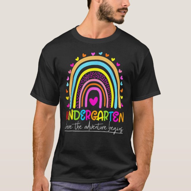 Kindergarten Rainbow Teacher Welcome Back To Schoo T-Shirt (Front)