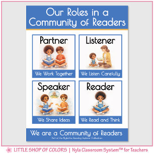 Kindergarten Reading Roles Teacher Anchor Chart