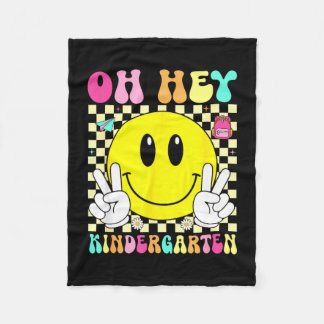 Kindergarten retro smile back to school first day fleece blanket