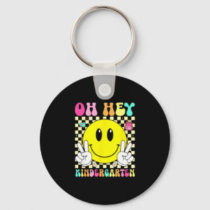 Kindergarten retro smile back to school first day key ring