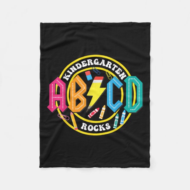 Kindergarten Rocks - Abcd Back To School Teachers  Fleece Blanket (Front)