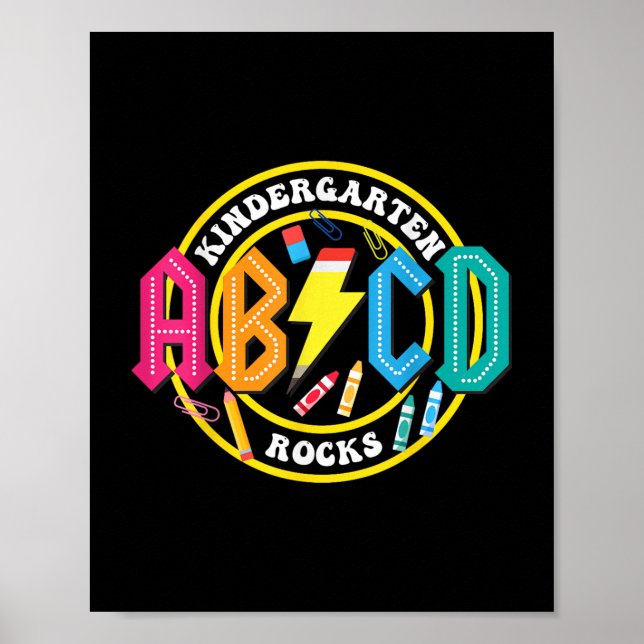 Kindergarten Rocks - Abcd Back To School Teachers  Poster (Front)