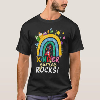 Kindergarten Rocks Rainbow Kids Girls Teacher Back T-Shirt