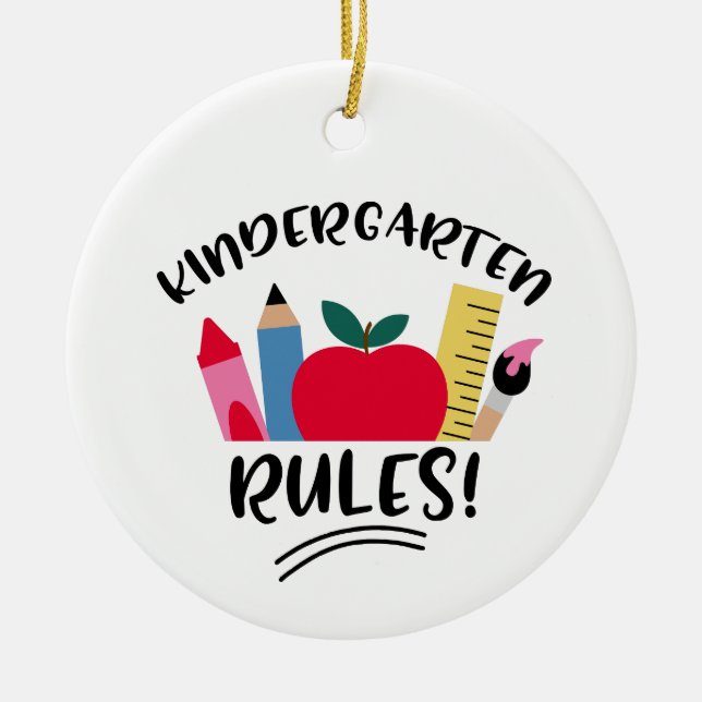 Kindergarten Rules Ceramic Tree Decoration (Front)