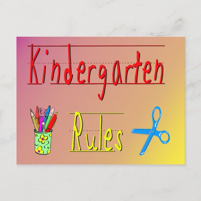Kindergarten Rules Postcard (Front)