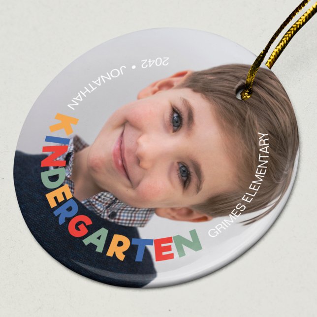 Kindergarten School Year Keepsake Photo Ceramic Tree Decoration (Creator Uploaded)