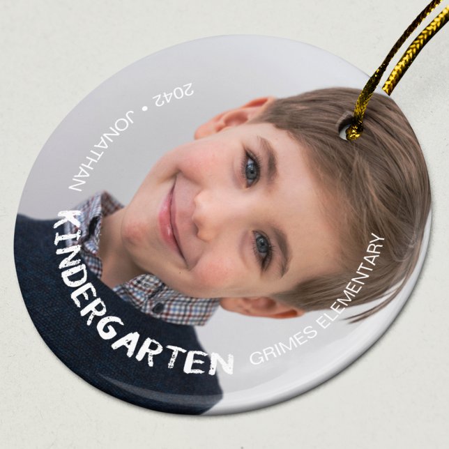 Kindergarten School Year Keepsake Photo Ceramic Tree Decoration (Creator Uploaded)