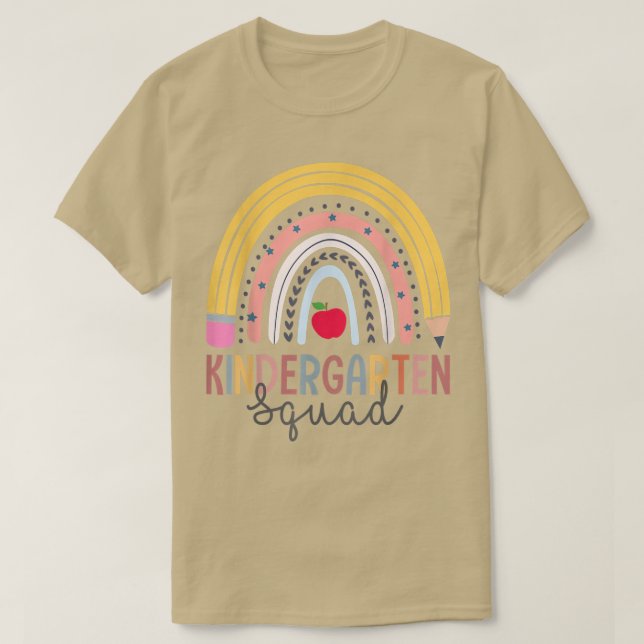 Kindergarten Squad Funny Boho Rainbow Teacher Stud T-Shirt (Design Front)