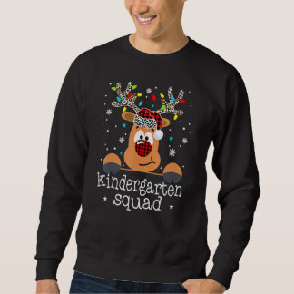 Kindergarten Squad Plaid Reindeer Santa Teacher Ch Sweatshirt
