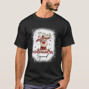 Kindergarten Squad Plaid Reindeer Santa Teacher Ch T-Shirt