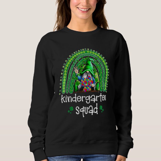Kindergarten Squad Rainbow Gnome Happy St Patricks Sweatshirt (Front)